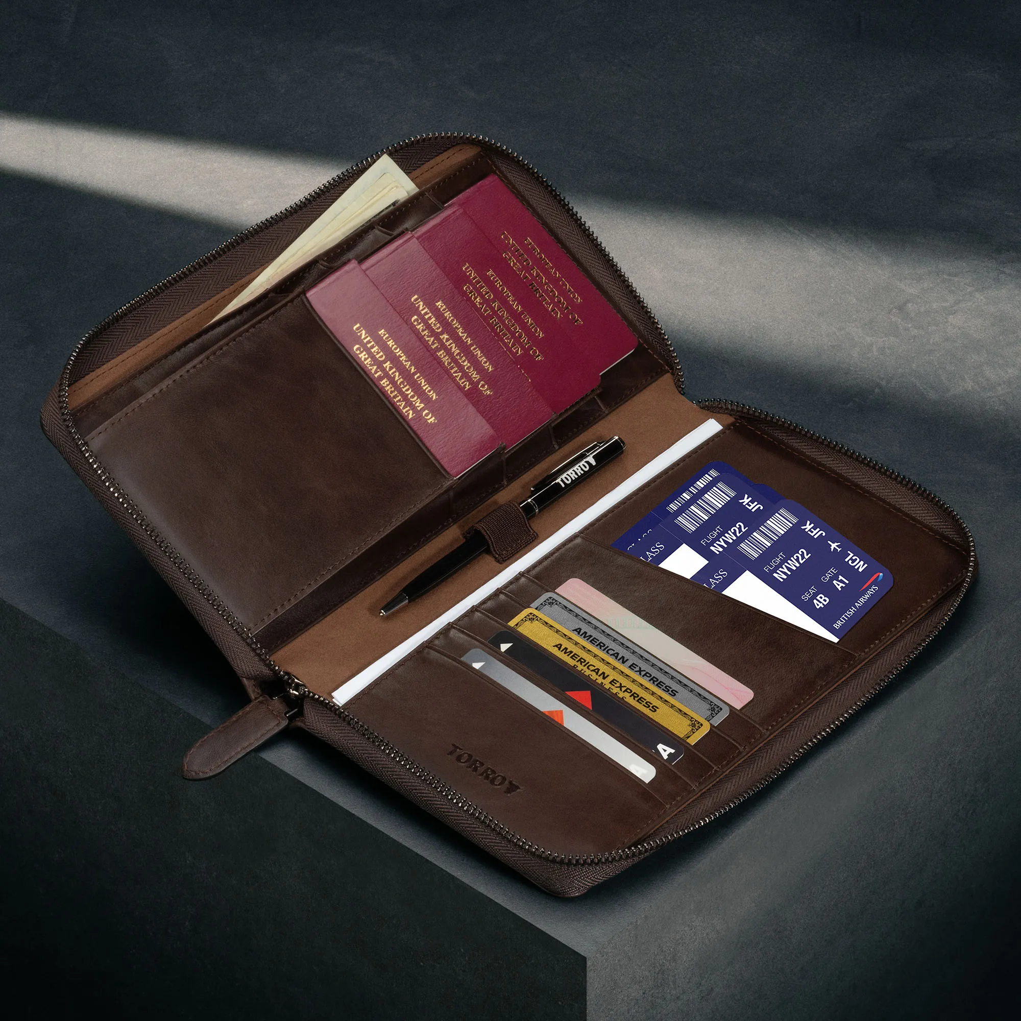 Leather Family Passport Holder and Document Organiser