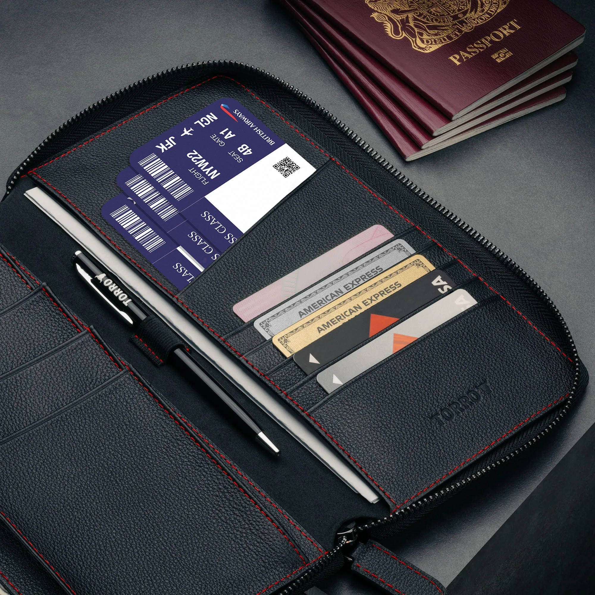 Leather Family Passport Holder and Document Organiser