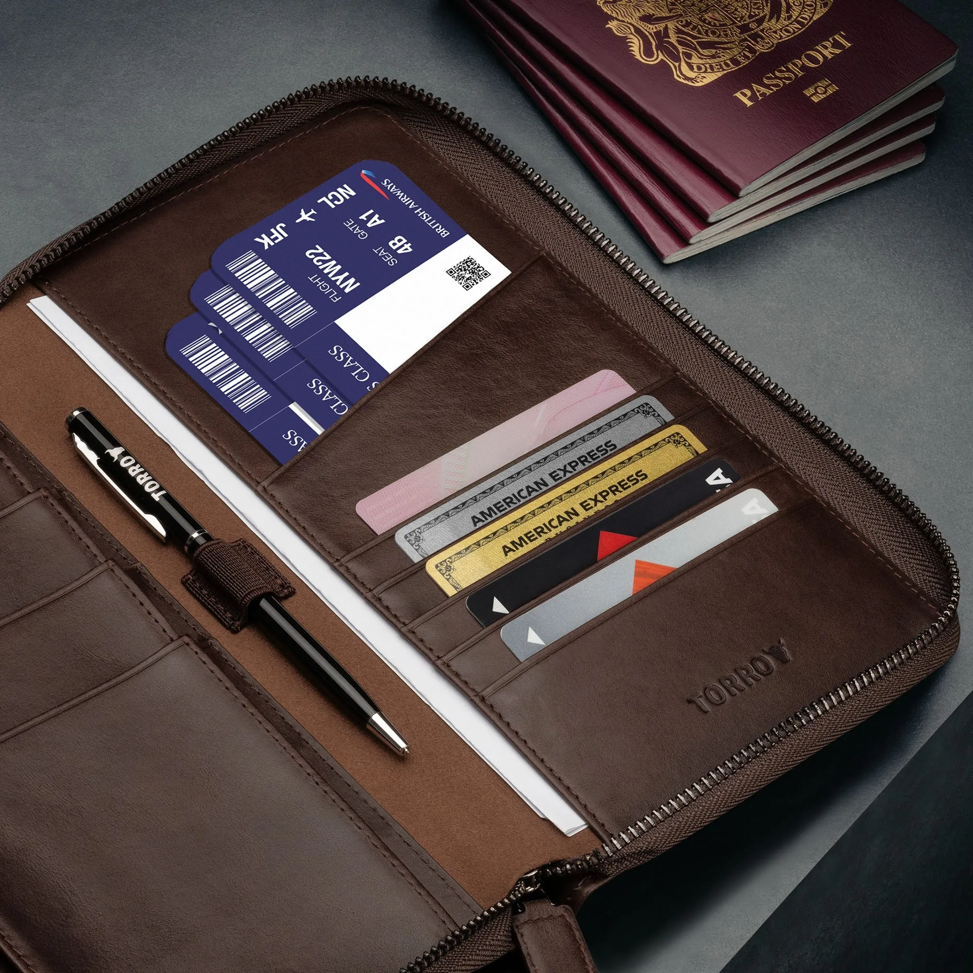 Leather Family Passport Holder and Document Organiser
