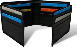 Leather Wallet for Men, Large Capacity, Genuine Leather, Bifold Wallet, Credit Card Holder with 16 Card Slots, and RFID Blocking
