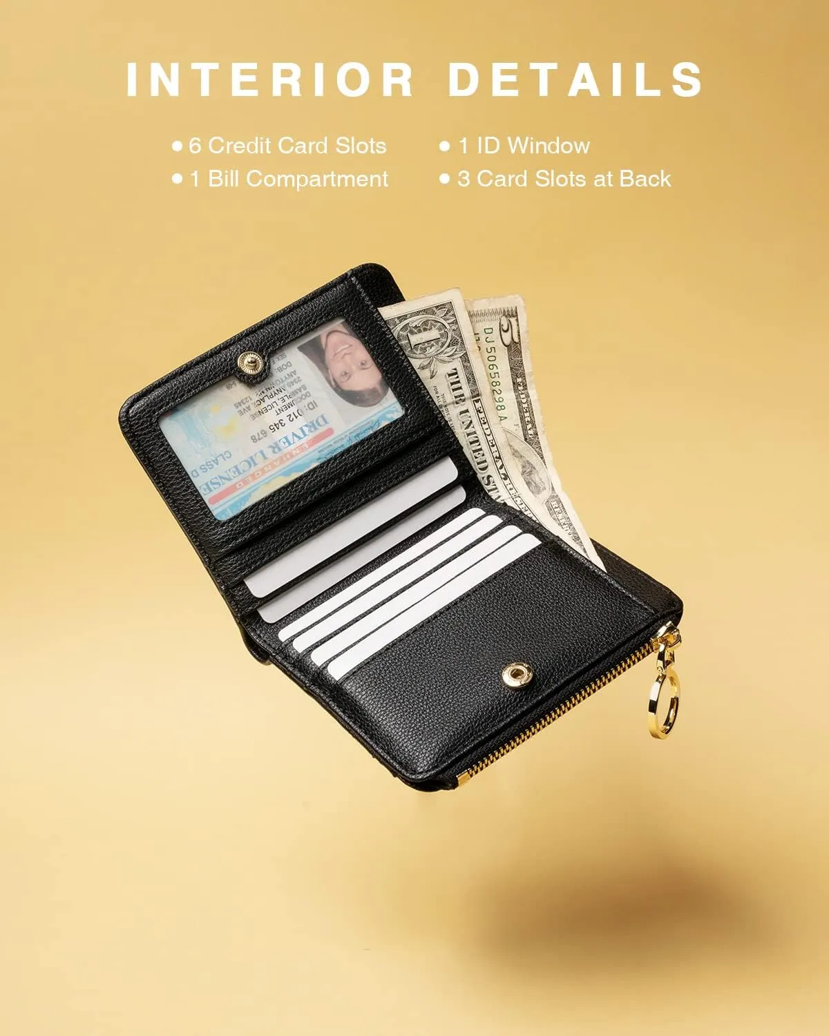 Leather Wallet for Woman RFID Blocking Bifold Small Compact Wallets Zipper Pocket Purse Large Capacity Card Hold Case with ID window