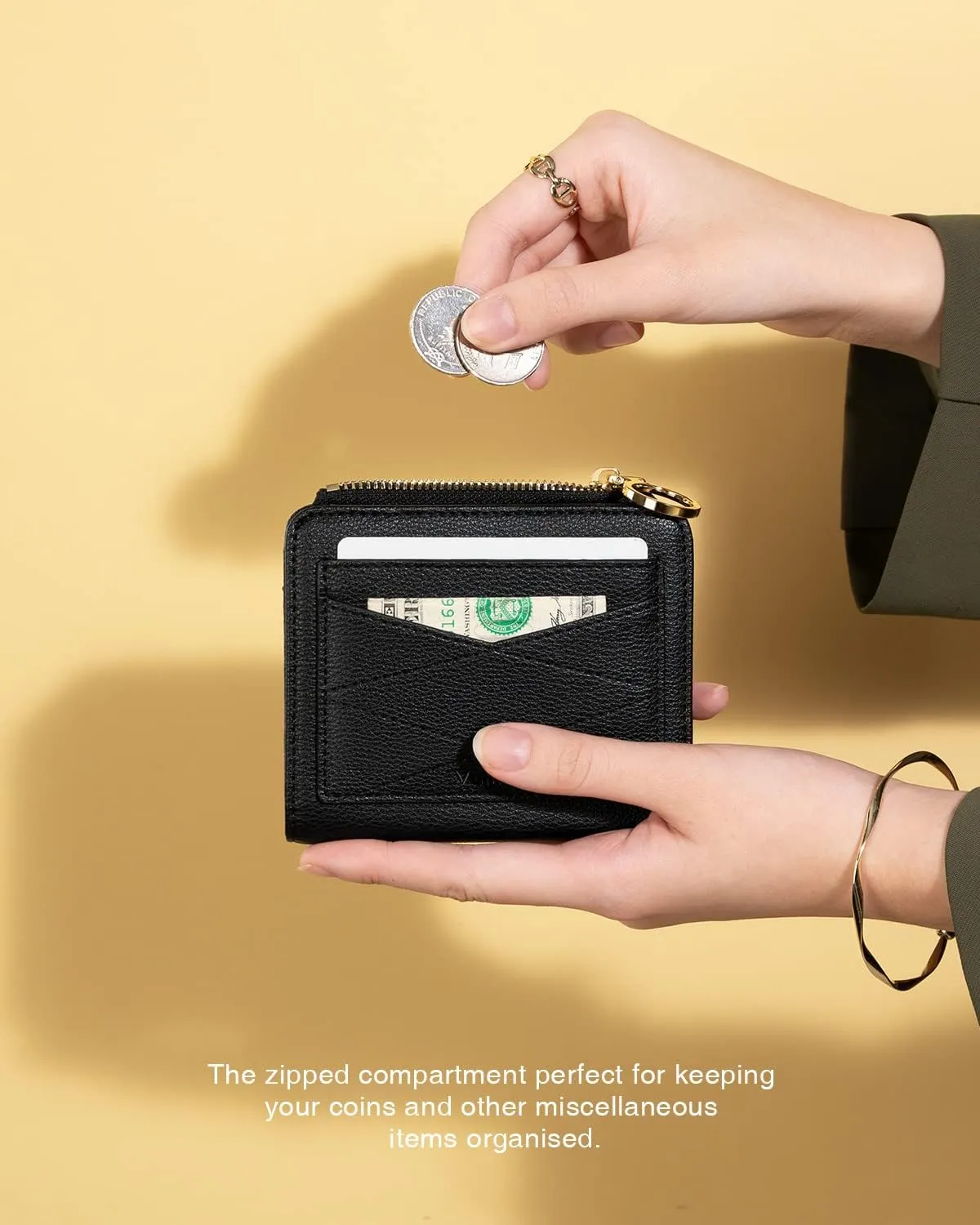 Leather Wallet for Woman RFID Blocking Bifold Small Compact Wallets Zipper Pocket Purse Large Capacity Card Hold Case with ID window