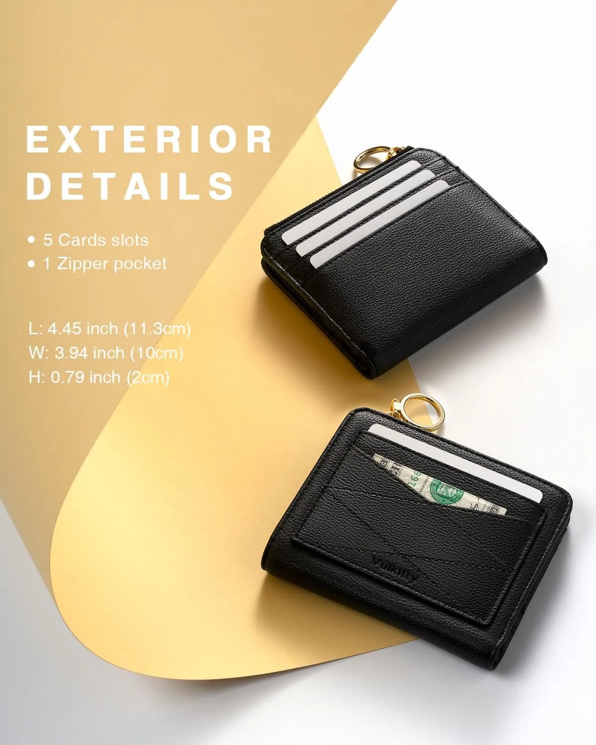Leather Wallet for Woman RFID Blocking Bifold Small Compact Wallets Zipper Pocket Purse Large Capacity Card Hold Case with ID window