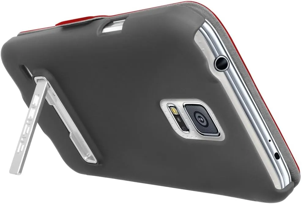 LEDGER Flip Case with Metal Kickstand for Samsung Galaxy S5 - Retail Packaging - Red