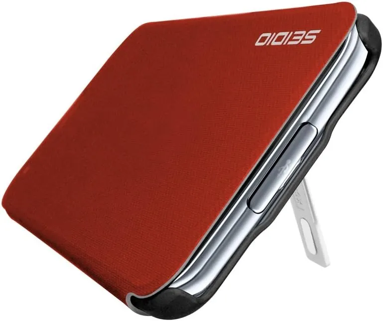 LEDGER Flip Case with Metal Kickstand for Samsung Galaxy S5 - Retail Packaging - Red