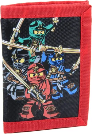 LEGO Trifold Wallet, Kids Unisex Wallet for Boys and Girls, with Clear ID Window, Card and Cash Pockets and Secure Hook and Loop Closure, Ninjago Team
