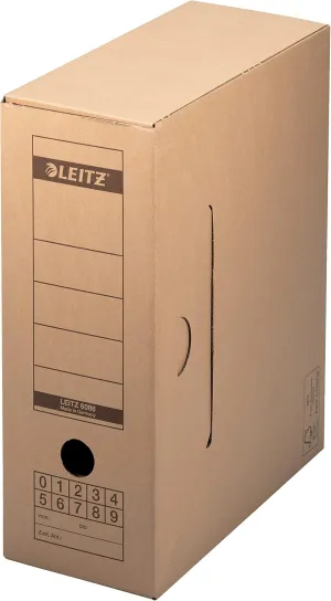 Leitz Premium archive box with flap, 10 pieces, 100% recyclable, FSC certified, natural brown, 6086000