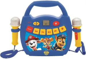 Lexibook – Paw Patrol - Portable Karaoke Digital Player for Kids – Microphones, Light Effects, Bluetooth, Record and Voice Changer Functions, Rechargeable Battery, Blue/red, MP320PAZ