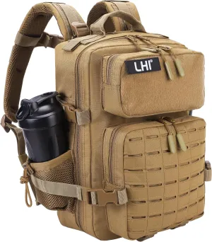 LHI Tactical Military Backpack for Men 25L/45L Large Molle Army Assault Pack 3 Day Hiking Rucksack With Bottle Holder