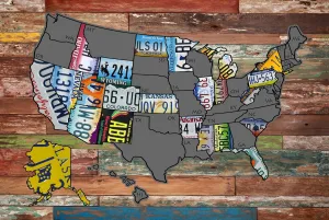 License Plate Scratch Off Map; United States Scratch off, Travel Poster Tracker; Camper and RV travel; Places I've Been, Travel Map (12x18)