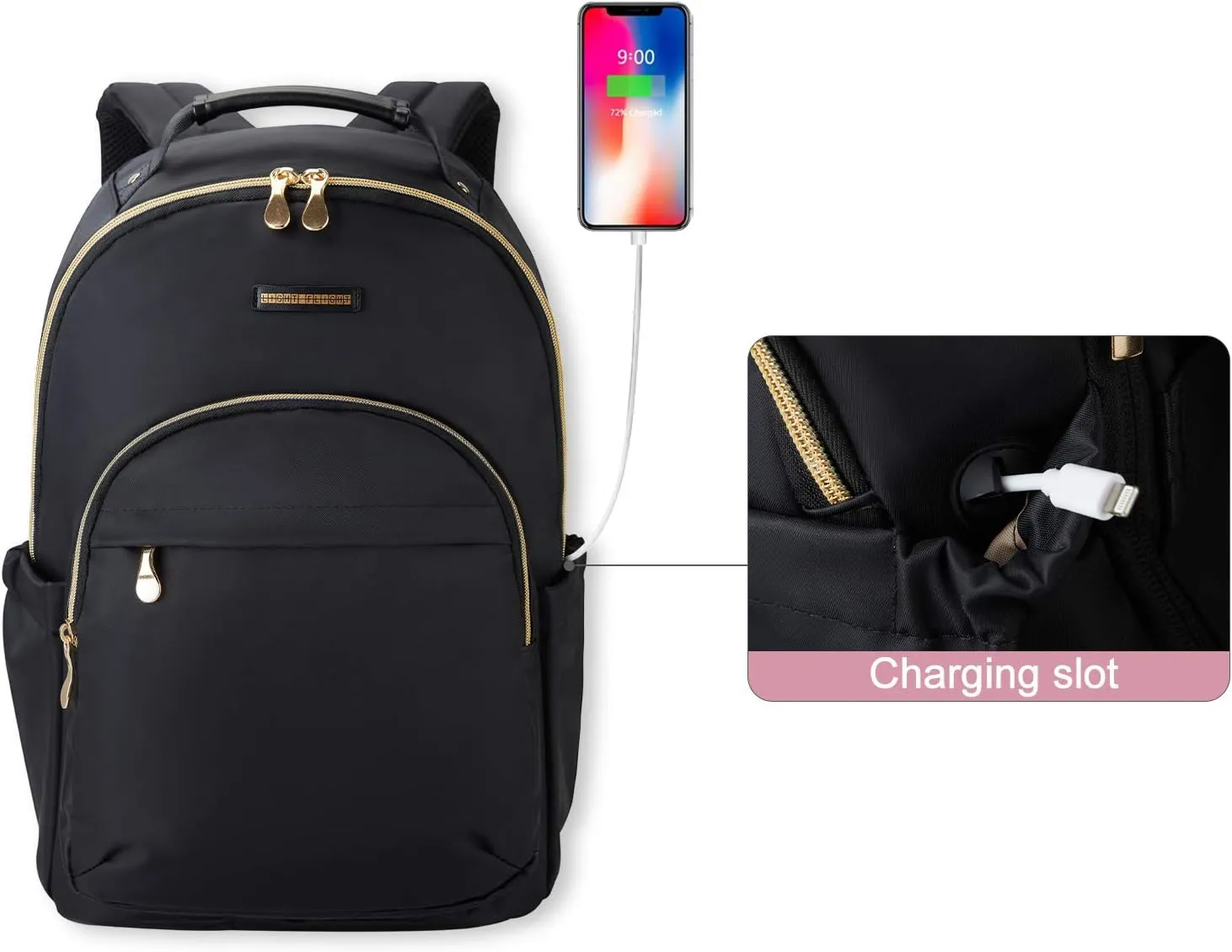 LIGHT FLIGHT Laptop Backpack for Women, Travel BookBag for 17.3 Inch Computer, Backpack for Work Travel College, Large Black