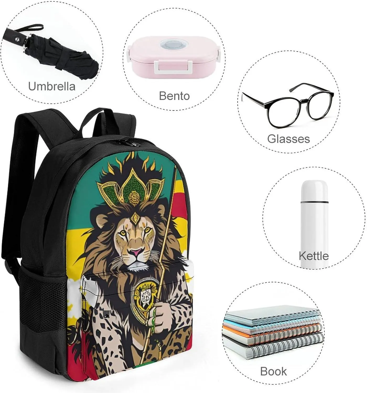 Lightweight Backpack for Gym Travel Bicycle - Big Capacity Multipurpose Anti-Theft Carry On Bag, Lion Judah Marijuanaweed Smoke Art Travel Hiking Bag & Day Pack
