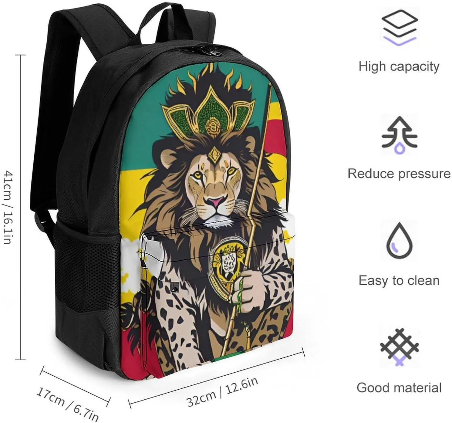 Lightweight Backpack for Gym Travel Bicycle - Big Capacity Multipurpose Anti-Theft Carry On Bag, Lion Judah Marijuanaweed Smoke Art Travel Hiking Bag & Day Pack