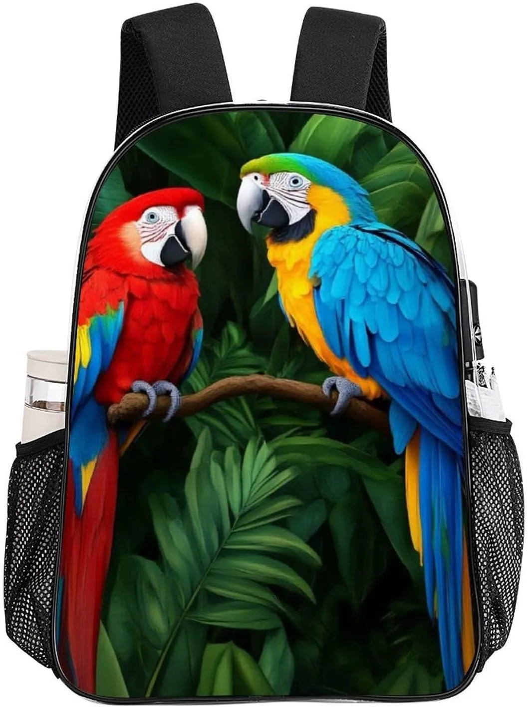 Lightweight Backpack for Gym Travel Bicycle - Big Capacity Multipurpose Transparent Carry On Bag, Parrot Green Painting Travel Hiking Bag & Day Pack