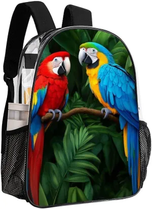 Lightweight Backpack for Gym Travel Bicycle - Big Capacity Multipurpose Transparent Carry On Bag, Parrot Green Painting Travel Hiking Bag & Day Pack