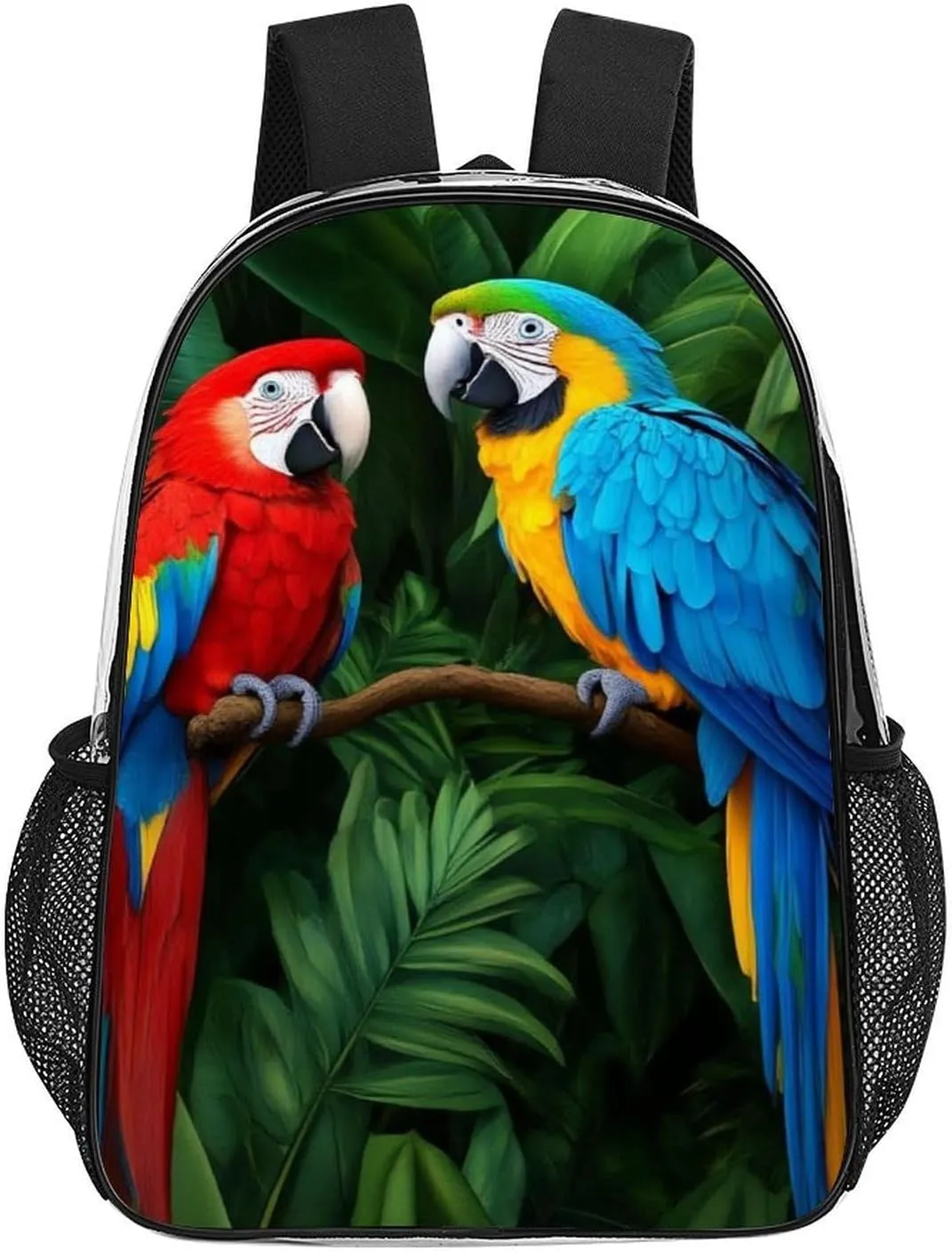 Lightweight Backpack for Gym Travel Bicycle - Big Capacity Multipurpose Transparent Carry On Bag, Parrot Green Painting Travel Hiking Bag & Day Pack