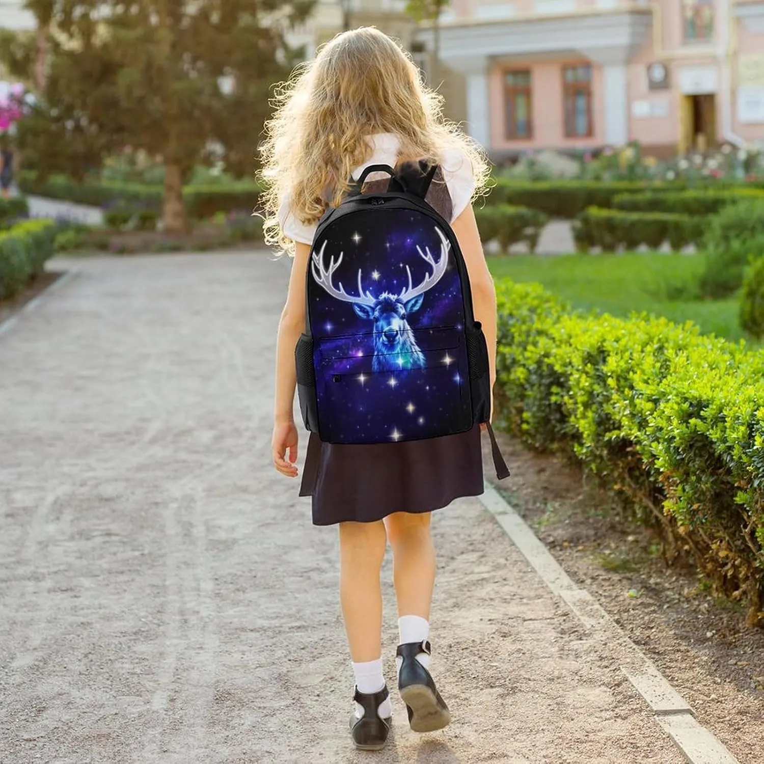 Lightweight Daypack Backpack for Sports Travel Running - Large Capacity Multipurpose Anti-Theft Bookbag, Galaxy Starry Sky Christmas Elk Moose Art Laptop Backpack Daypack