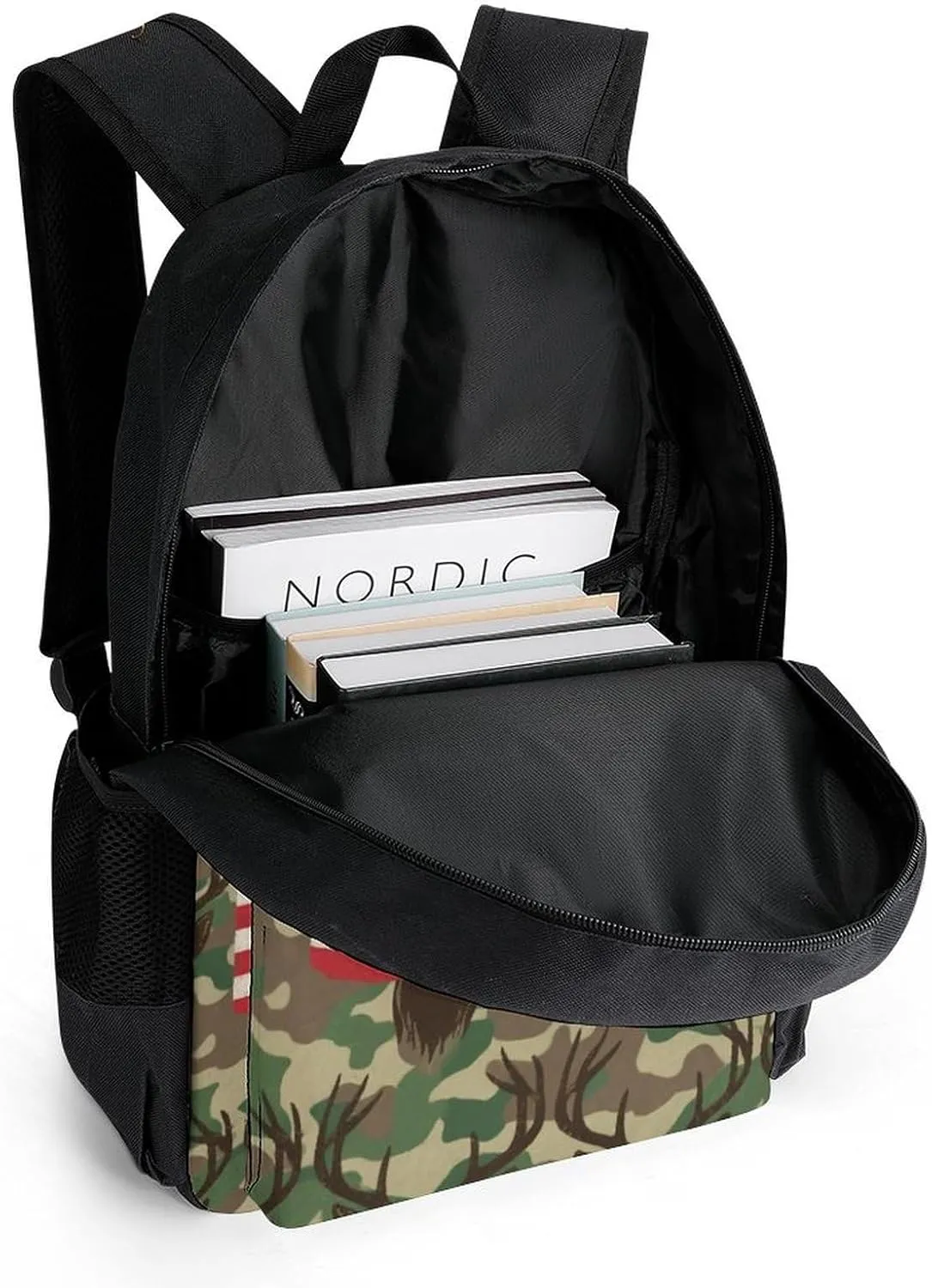 Lightweight Daypack Backpack for Trekking Work Running - Big Capacity Multipurpose Anti-Theft Bookbag, American Flag Camo Deer Camouflage Art Business Computer Bag