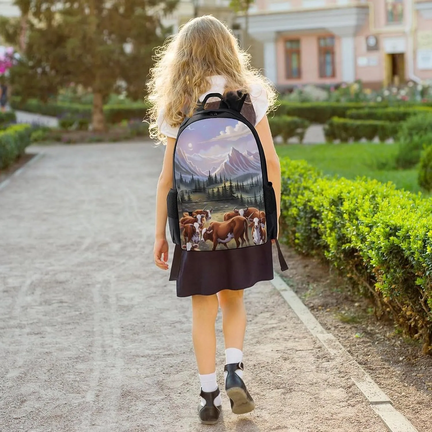 Lightweight Daypack Backpack for Trekking Work Running - Big Capacity Multipurpose Anti-Theft Bookbag, Animal Herefords Cattle Party Art Business Computer Bag