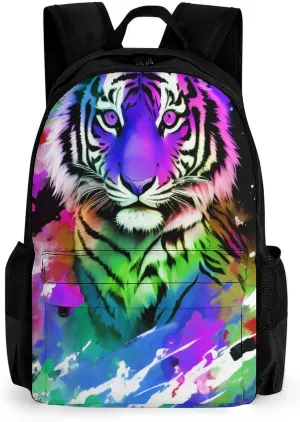 Lightweight Daypack Backpack for Trekking Work Running - Big Capacity Multipurpose Anti-Theft Bookbag, Beautiful Wild Animal Tiger Abstract Art Business Computer Bag