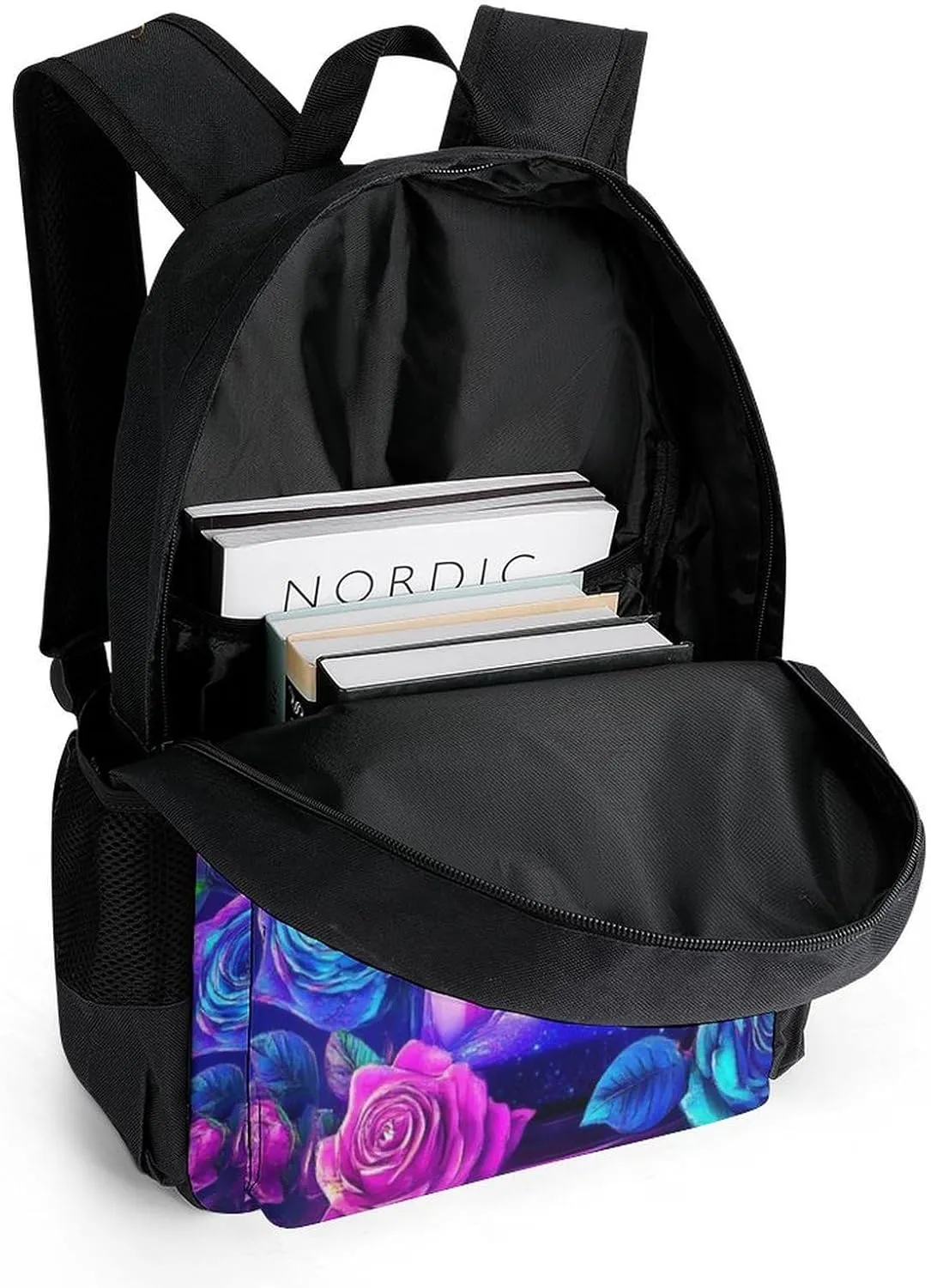 Lightweight Daypack Backpack for Trekking Work Running - Big Capacity Multipurpose Anti-Theft Bookbag, Trippy Magic Flowers Rose Art Business Computer Bag