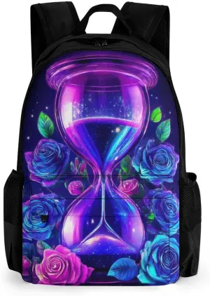 Lightweight Daypack Backpack for Trekking Work Running - Big Capacity Multipurpose Anti-Theft Bookbag, Trippy Magic Flowers Rose Art Business Computer Bag