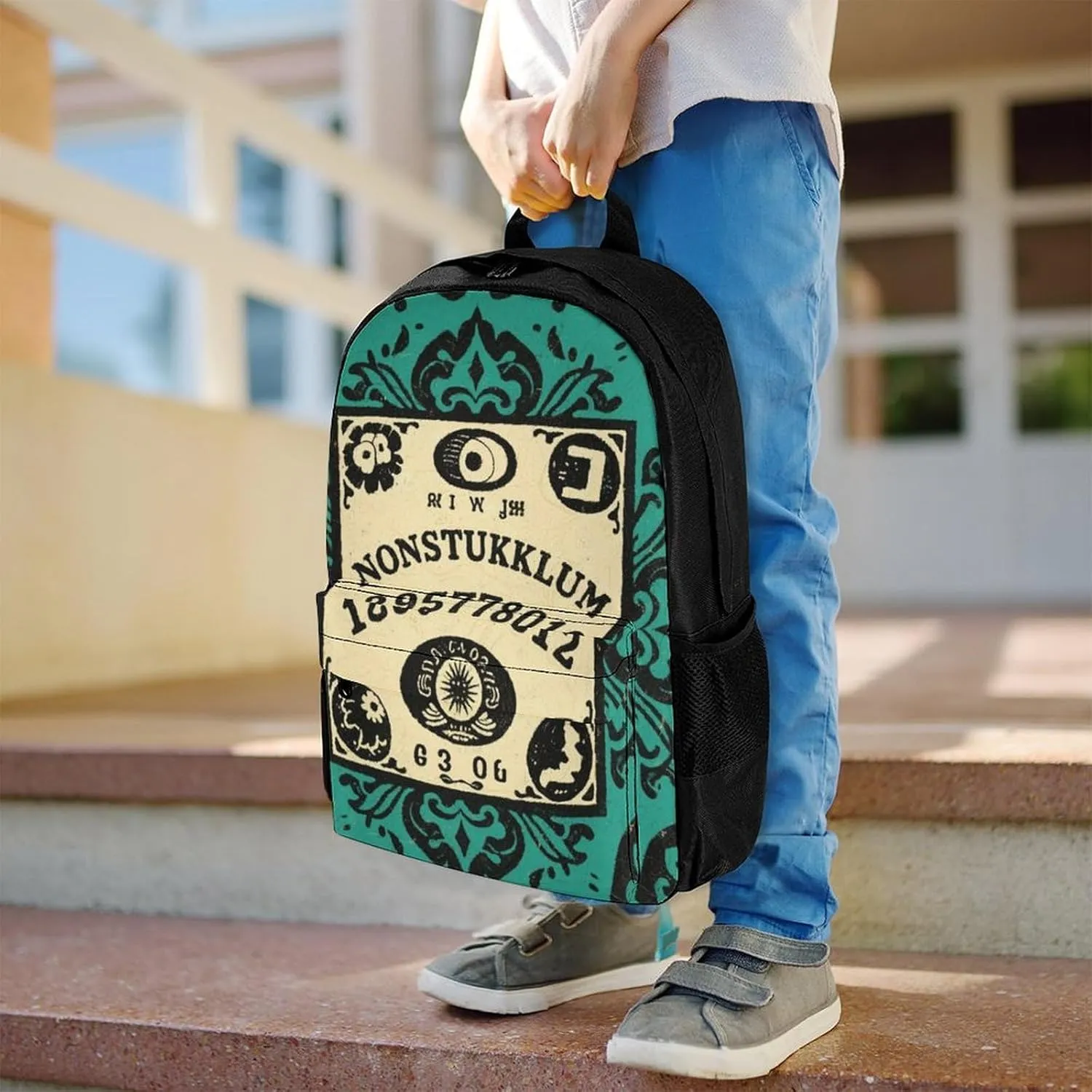 Lightweight Daypack Bookbag for Trekking Business Walking Cycling - Big Capacity Anti-Theft Multipurpose Carry On Bag, Ancient Witch Magic Spirit Board Art Business Computer Bag