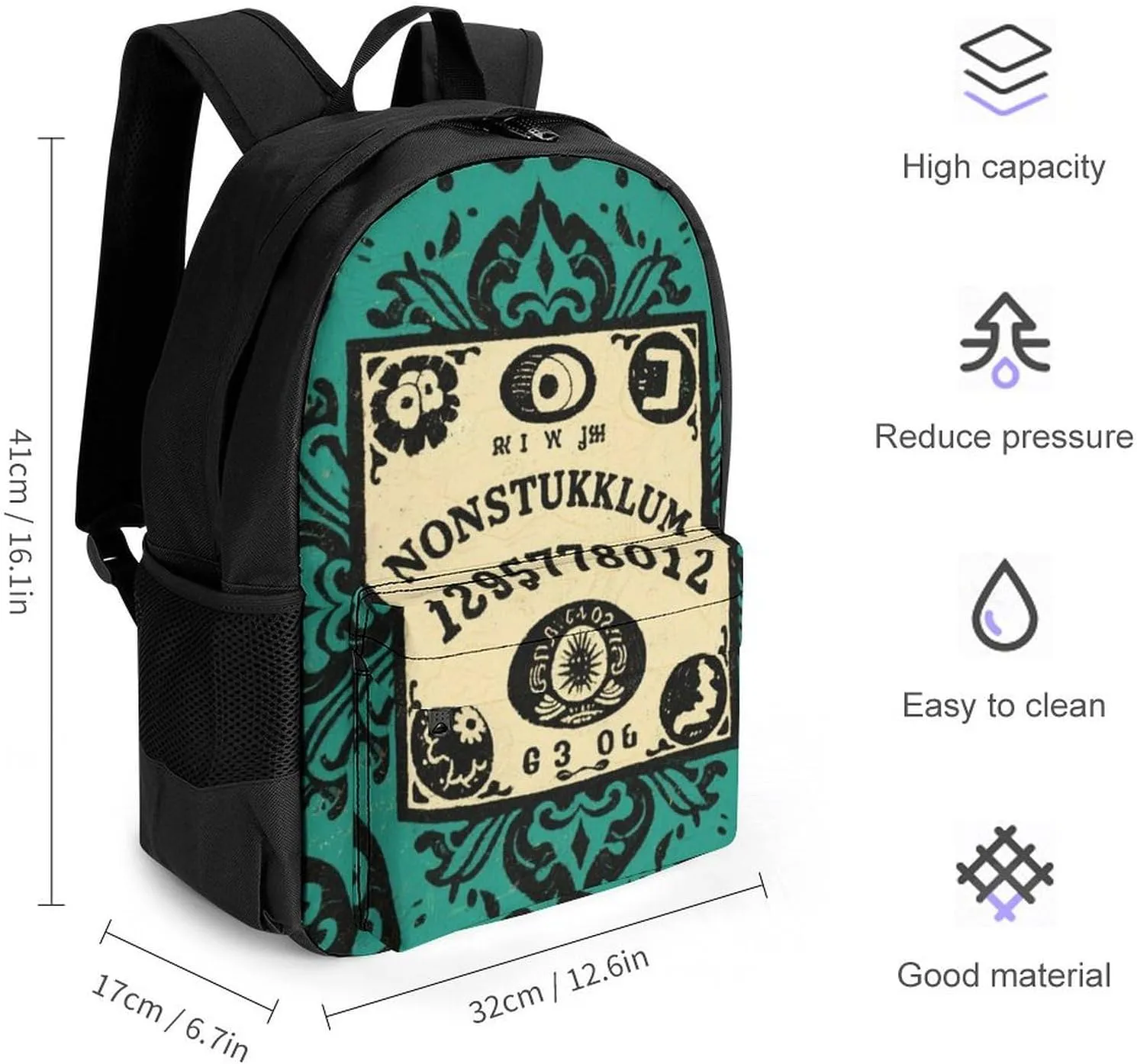 Lightweight Daypack Bookbag for Trekking Business Walking Cycling - Big Capacity Anti-Theft Multipurpose Carry On Bag, Ancient Witch Magic Spirit Board Art Business Computer Bag