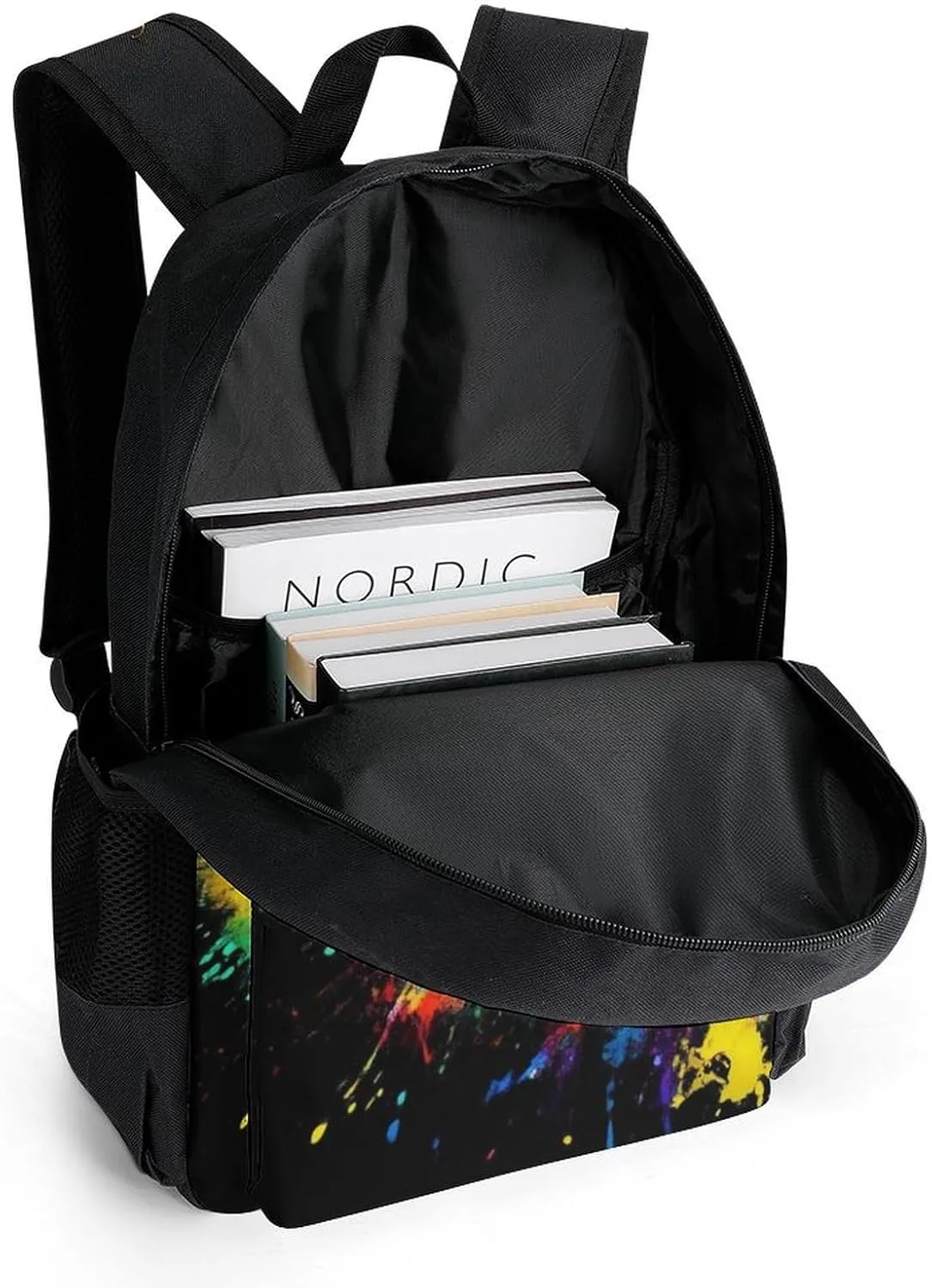 Lightweight Daypack Bookbag for Trekking Business Walking Cycling - Big Capacity Anti-Theft Multipurpose Carry On Bag, Colorful Splash Ink King Of Tiger Art Business Computer Bag