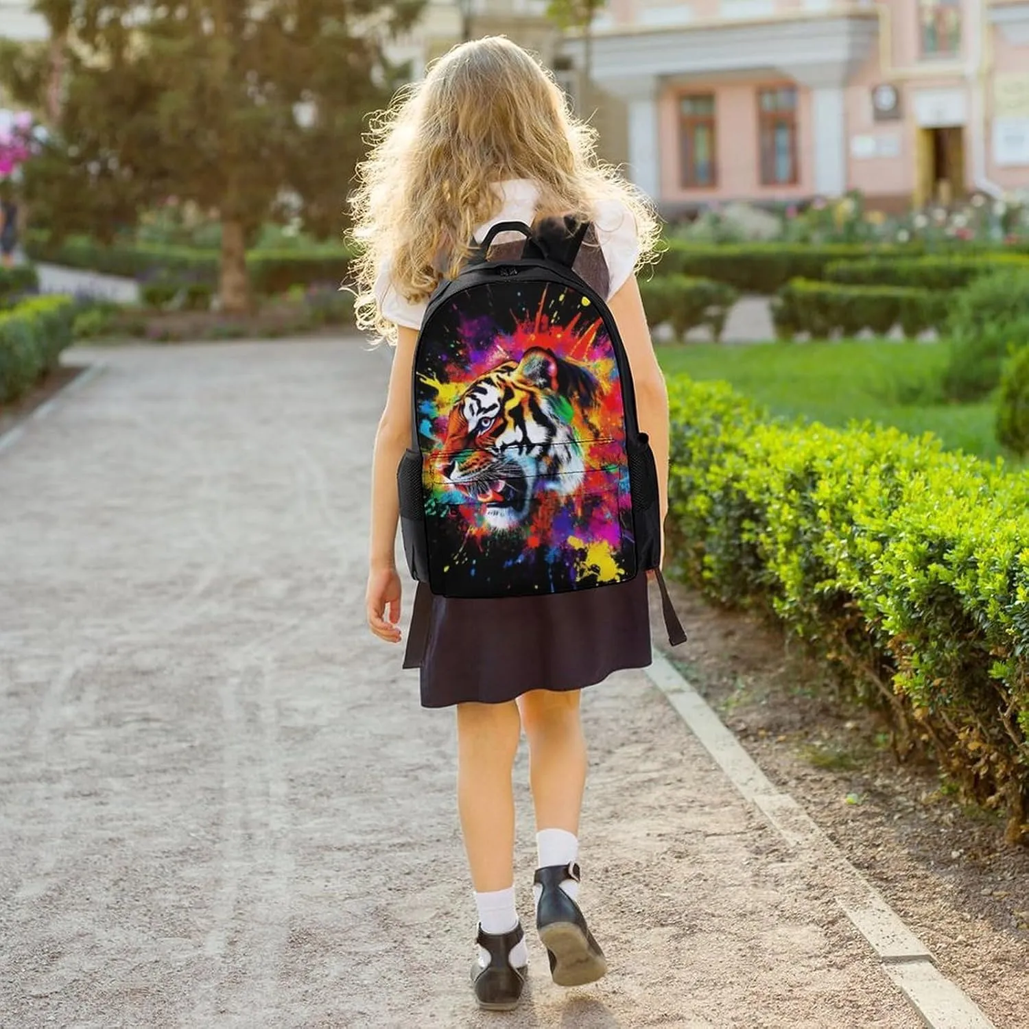 Lightweight Daypack Bookbag for Trekking Business Walking Cycling - Big Capacity Anti-Theft Multipurpose Carry On Bag, Colorful Splash Ink King Of Tiger Art Business Computer Bag