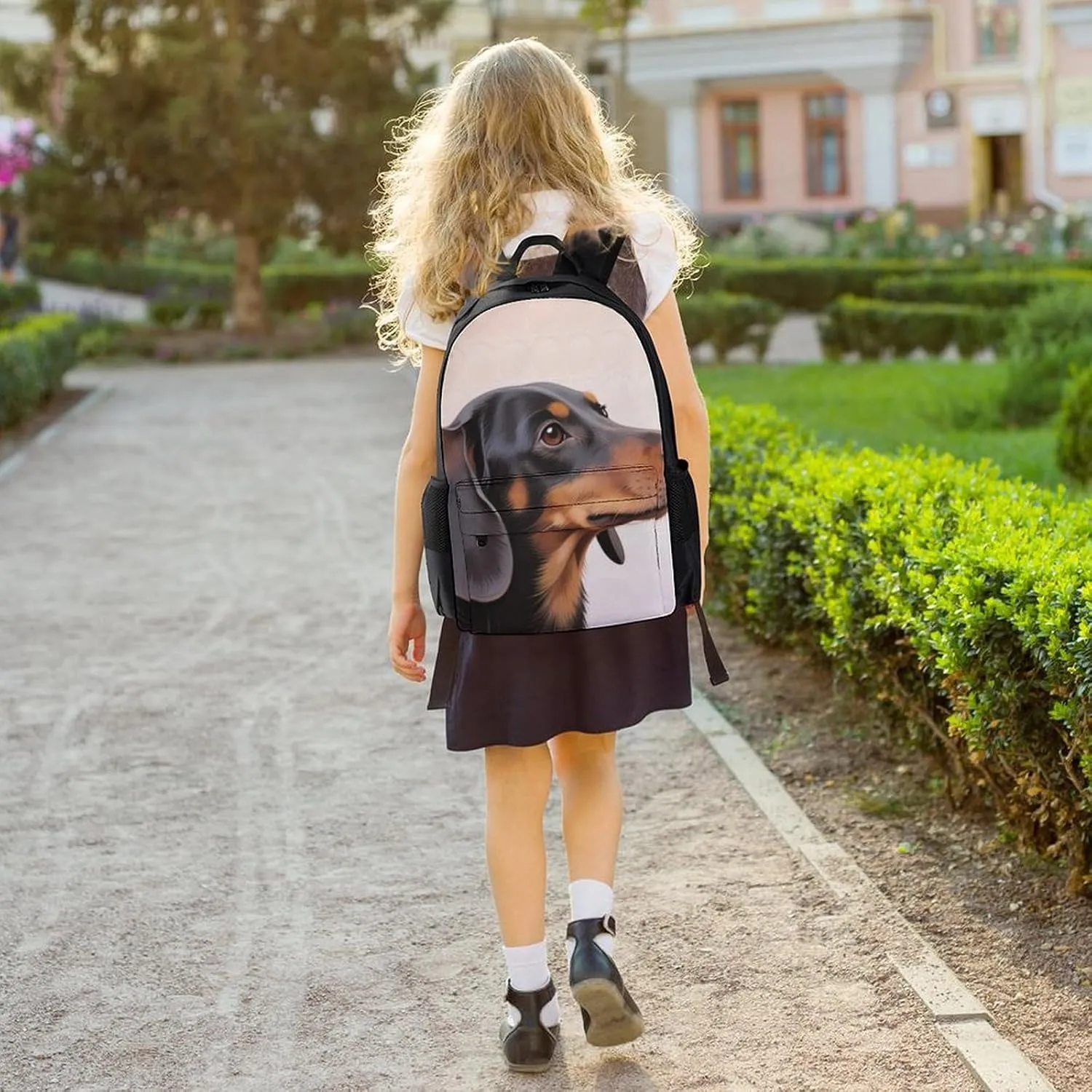 Lightweight Daypack for Camping Business Walking Cycling - Large Capacity Anti-Theft Multipurpose Bookbag, Cartoon Dachshund Weiner Dog Pet Art Gym Outdoor Hiking Backpack