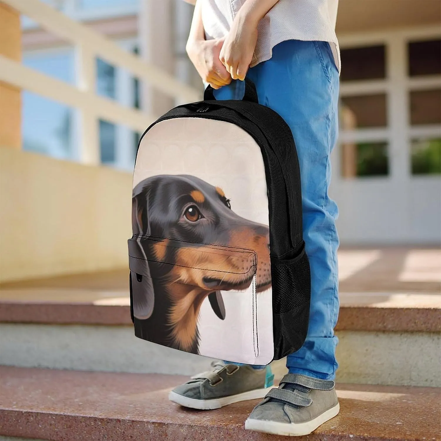 Lightweight Daypack for Camping Business Walking Cycling - Large Capacity Anti-Theft Multipurpose Bookbag, Cartoon Dachshund Weiner Dog Pet Art Gym Outdoor Hiking Backpack