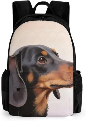 Lightweight Daypack for Camping Business Walking Cycling - Large Capacity Anti-Theft Multipurpose Bookbag, Cartoon Dachshund Weiner Dog Pet Art Gym Outdoor Hiking Backpack