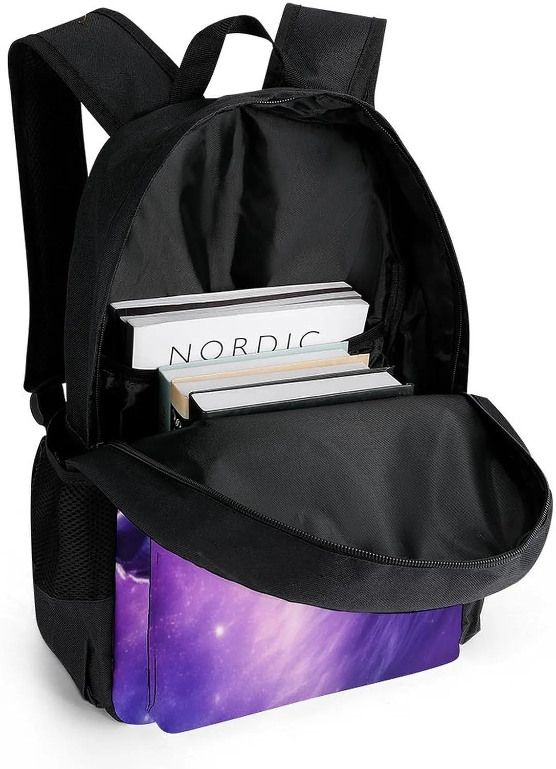 Lightweight Rucksack for Sports Travel Running - Big Capacity Multipurpose Anti-Theft Bookbag, Purple Universe Galaxy Space Magic Wolf Art Travel and Sport Backpack Rucksack
