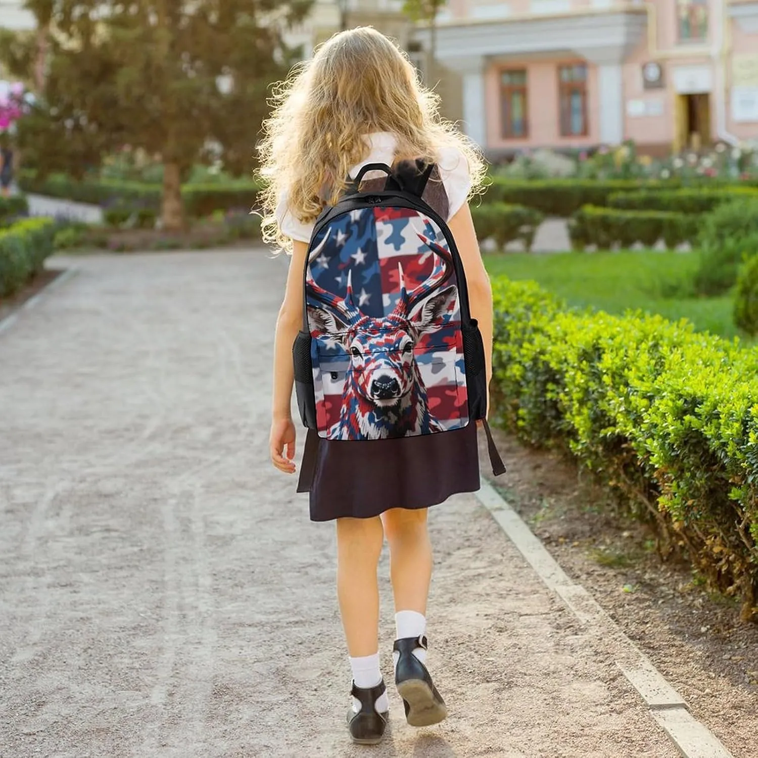 Lightweight Rucksacks for Climbing Outdoors Walking Cycling - Large Capacity Anti-Theft Multipurpose Carry On Bag, American Flag Camo Deer Camouflage Art Camping Outdoor Backpack