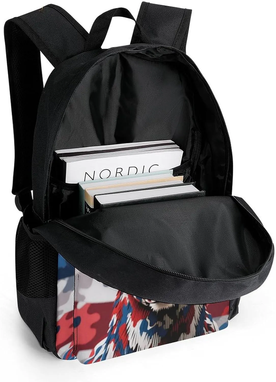 Lightweight Rucksacks for Climbing Outdoors Walking Cycling - Large Capacity Anti-Theft Multipurpose Carry On Bag, American Flag Camo Deer Camouflage Art Camping Outdoor Backpack