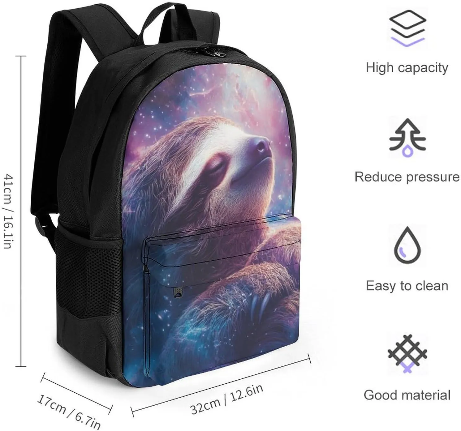 Lightweight Rucksacks for Climbing Outdoors Walking Cycling - Large Capacity Anti-Theft Multipurpose Carry On Bag, Blue Nebula Sloth Camping Outdoor Backpack