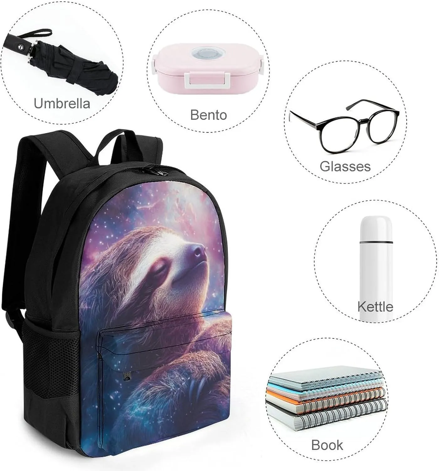 Lightweight Rucksacks for Climbing Outdoors Walking Cycling - Large Capacity Anti-Theft Multipurpose Carry On Bag, Blue Nebula Sloth Camping Outdoor Backpack