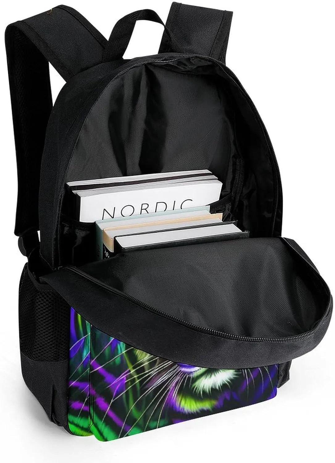 Lightweight Rucksacks for Climbing Outdoors Walking Cycling - Large Capacity Anti-Theft Multipurpose Carry On Bag, Trippy Blue Tiger Animal Art Camping Outdoor Backpack