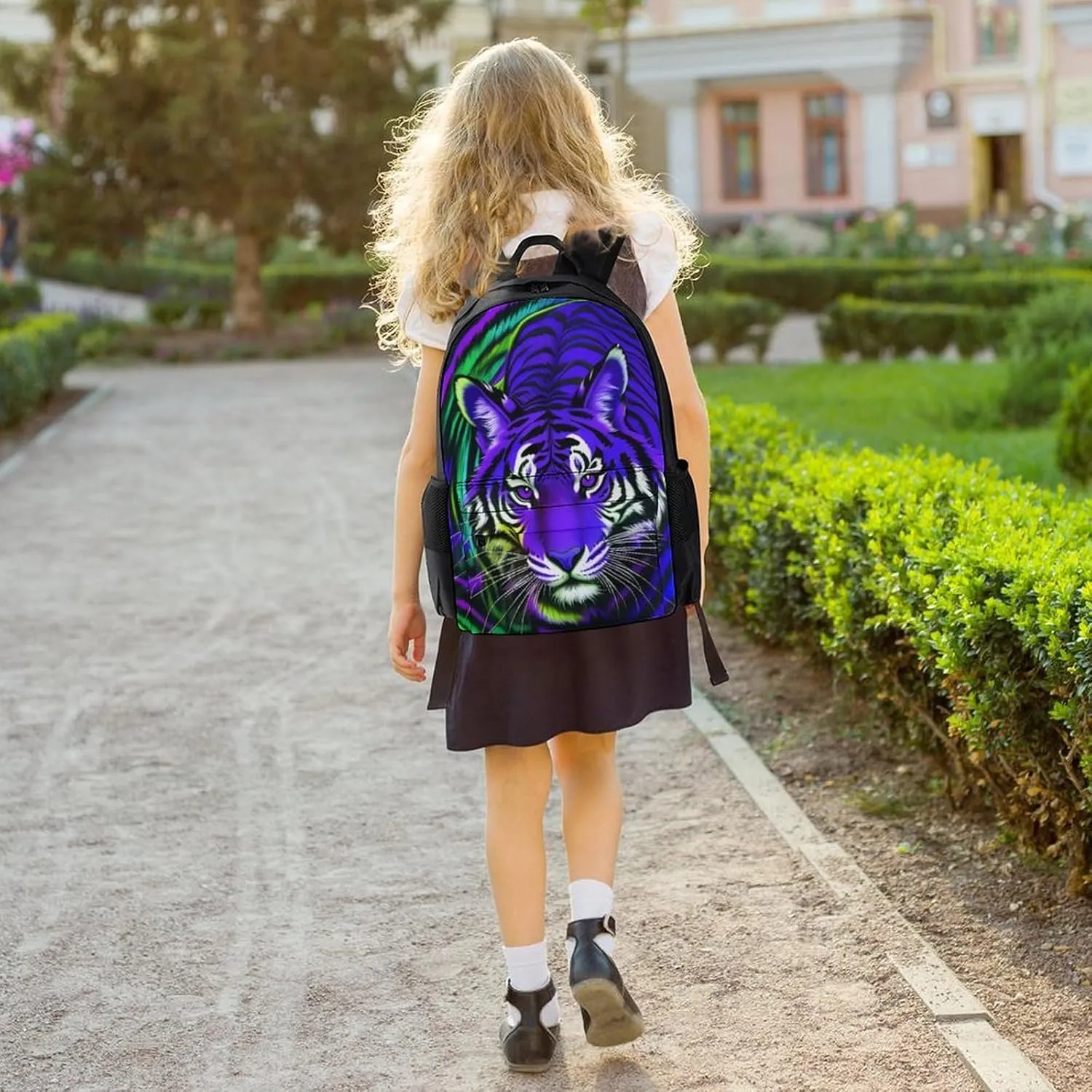 Lightweight Rucksacks for Climbing Outdoors Walking Cycling - Large Capacity Anti-Theft Multipurpose Carry On Bag, Trippy Blue Tiger Animal Art Camping Outdoor Backpack