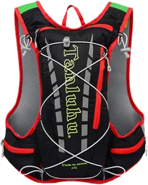 Lightweight Running Hydration Vest Backpack 15L Outdoor Trail Running Cycling Marathon Hiking Climbing Outdoor Sport Bag with 2L Water Bag, 500ML Water Bottle (Black Backpack )