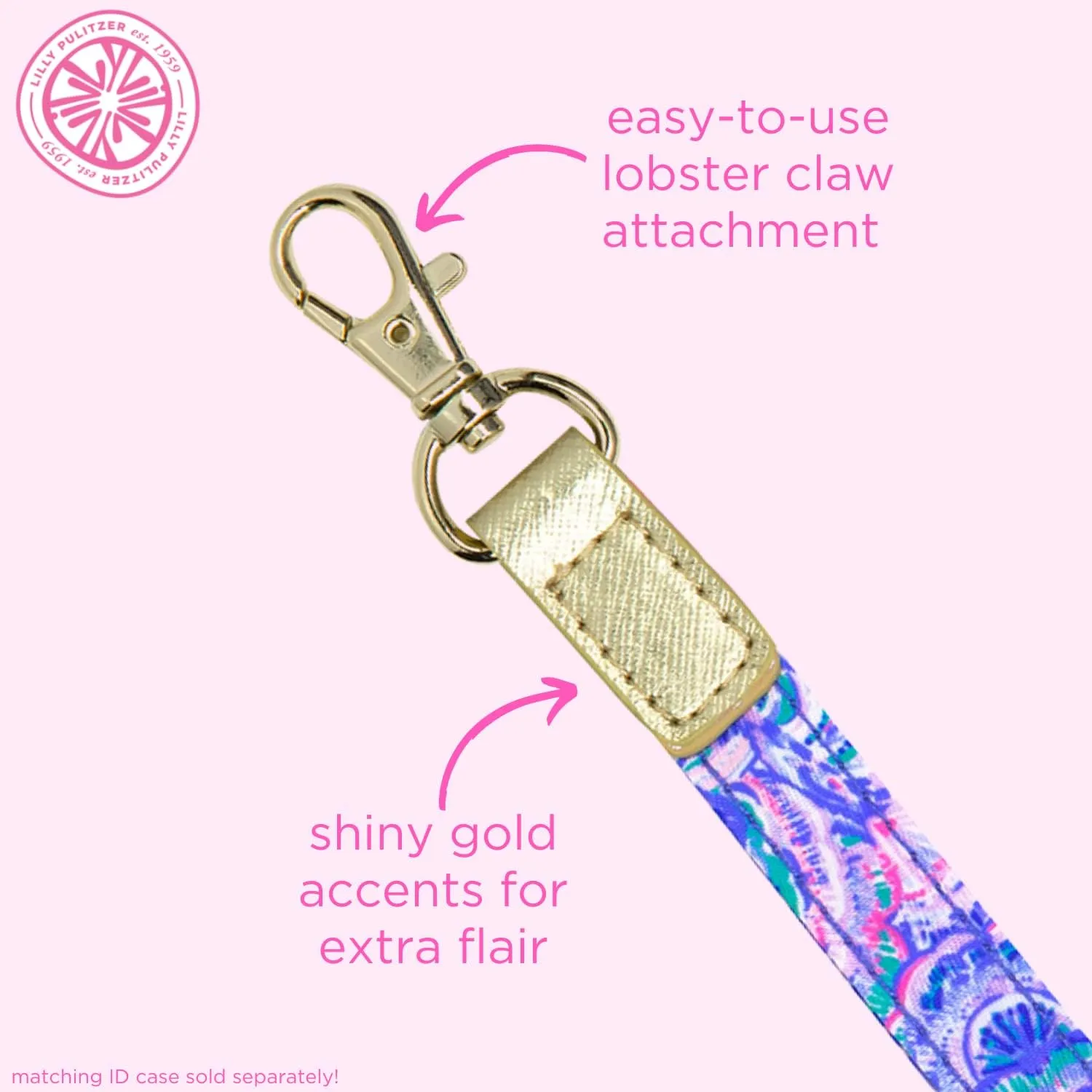 Lilly Pulitzer Cute Lanyard for ID Badges and Keys, Womens Lanyard Keychain, Colorful Lanyard with Metal Hook