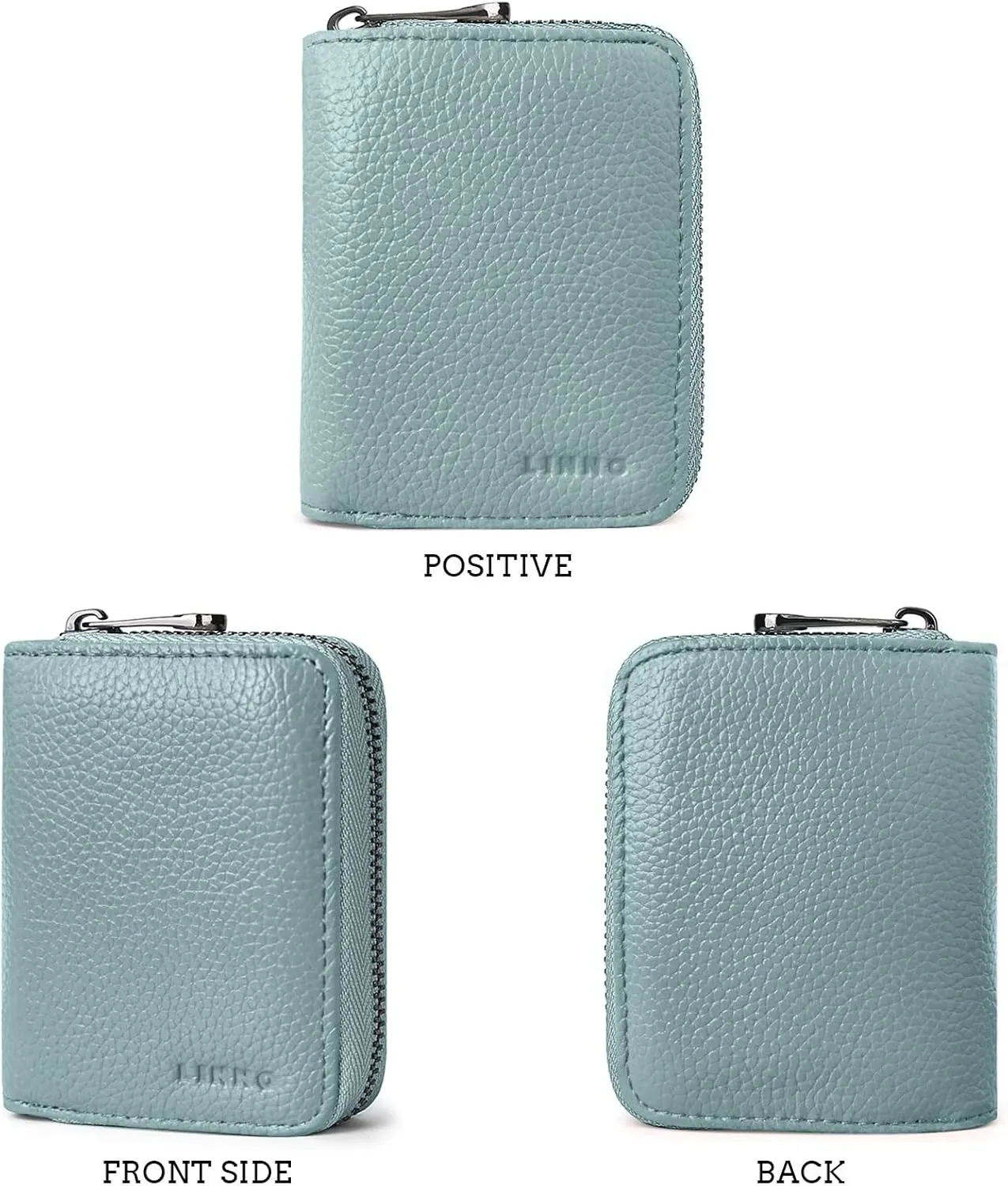 Linno RFID 20 Card Slots Credit Card Holder Genuine Leather Small Card Case for Women or Men Accordion Wallet with Zipper…