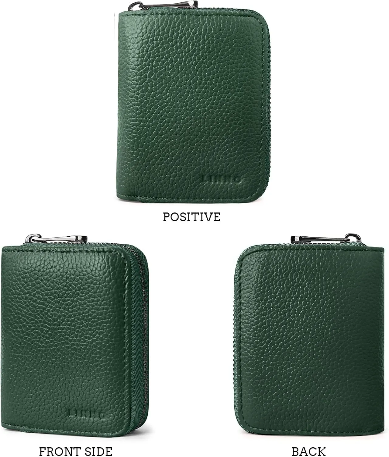 Linno RFID 20 Slots Credit Card Holder Genuine Leather Small Wallet for Women or Men with Zipper