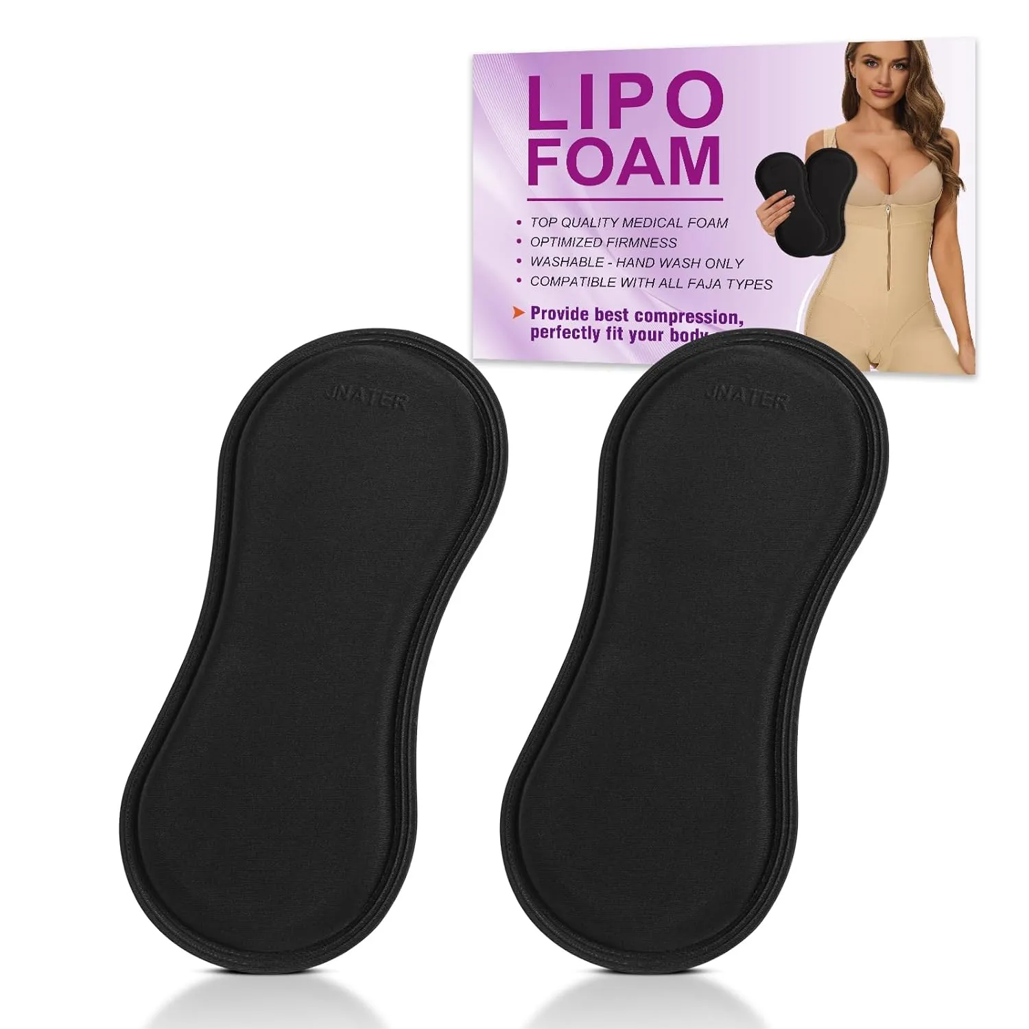 Lipo Foam Lateral Protectors - Women Lipo Side Foam Pads, Lipo Foams Post Surgery, Abdominal Compression Lipo Board for Tummy Tuck & Liposuction Post Surgery Recovery (2Pcs, Black)