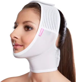 LIPOELASTIC- FM extra- Post Surgical Chin and Neck Lifting Compression Mask for Women and Men with Velcro fastener, Jowl Tightening (M)