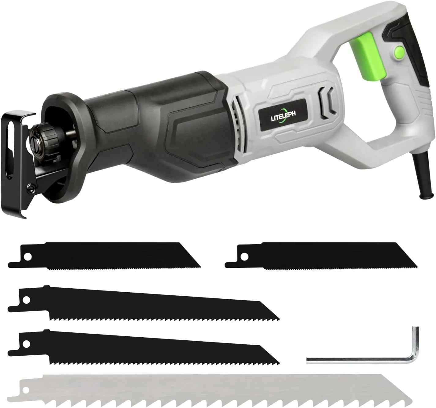 LITELEPH Reciprocating Saw,120V 6.0 Amp Variable Speed Trigger Electric Hand Saw with 3000SPM Max,4/5" Stroke Length and 5pcs Saw Blades for Metal Wood PVC