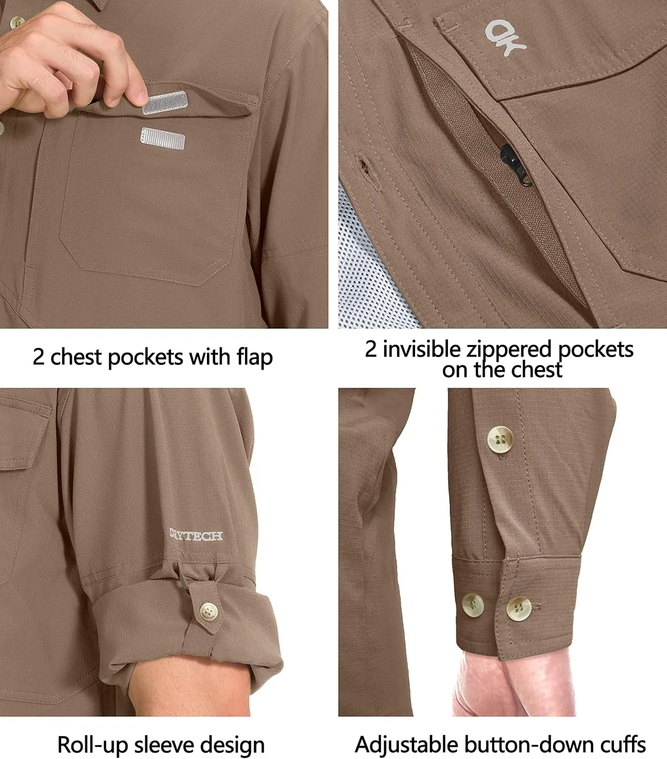 Little Donkey Andy Men's Quick-Dry Stretch Long Sleeve Shirt for Hiking, Travel