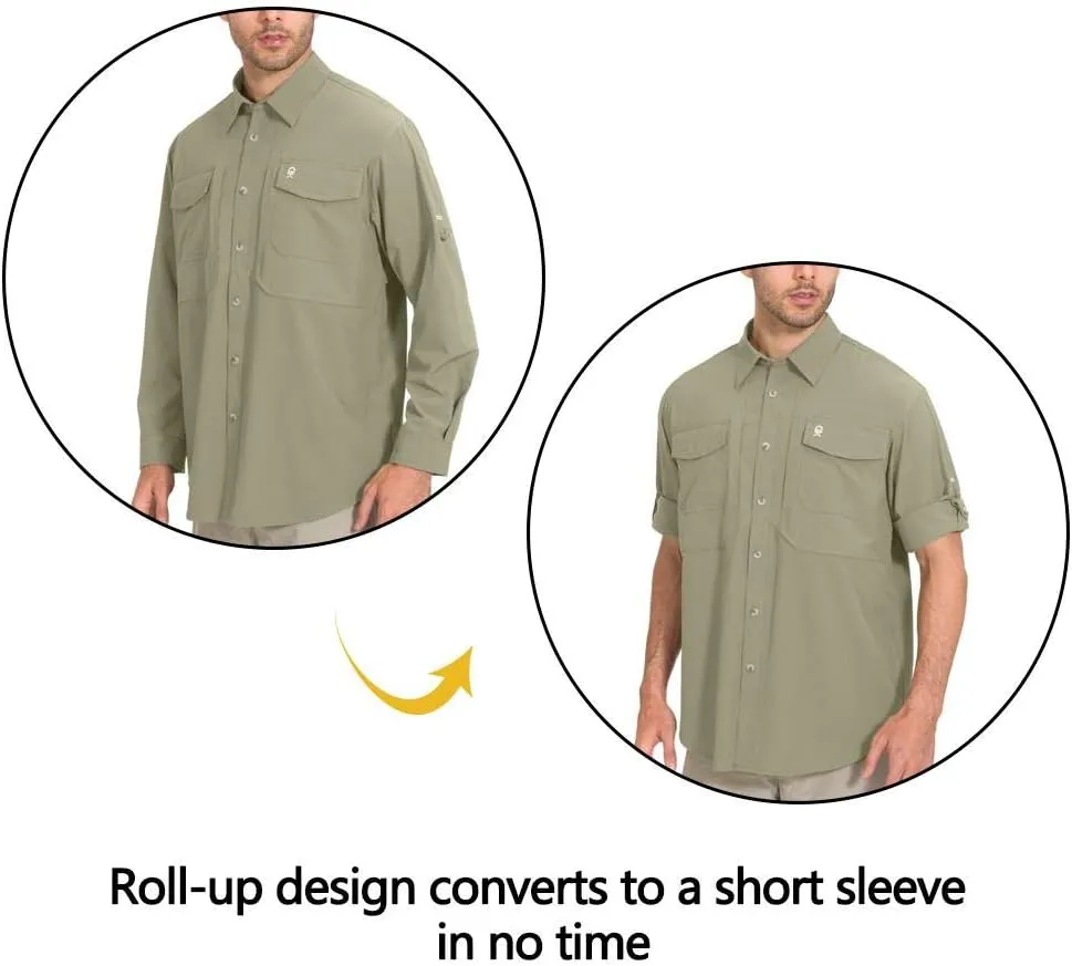 Little Donkey Andy Men's Quick-Dry Stretch Long Sleeve Shirt for Hiking, Travel