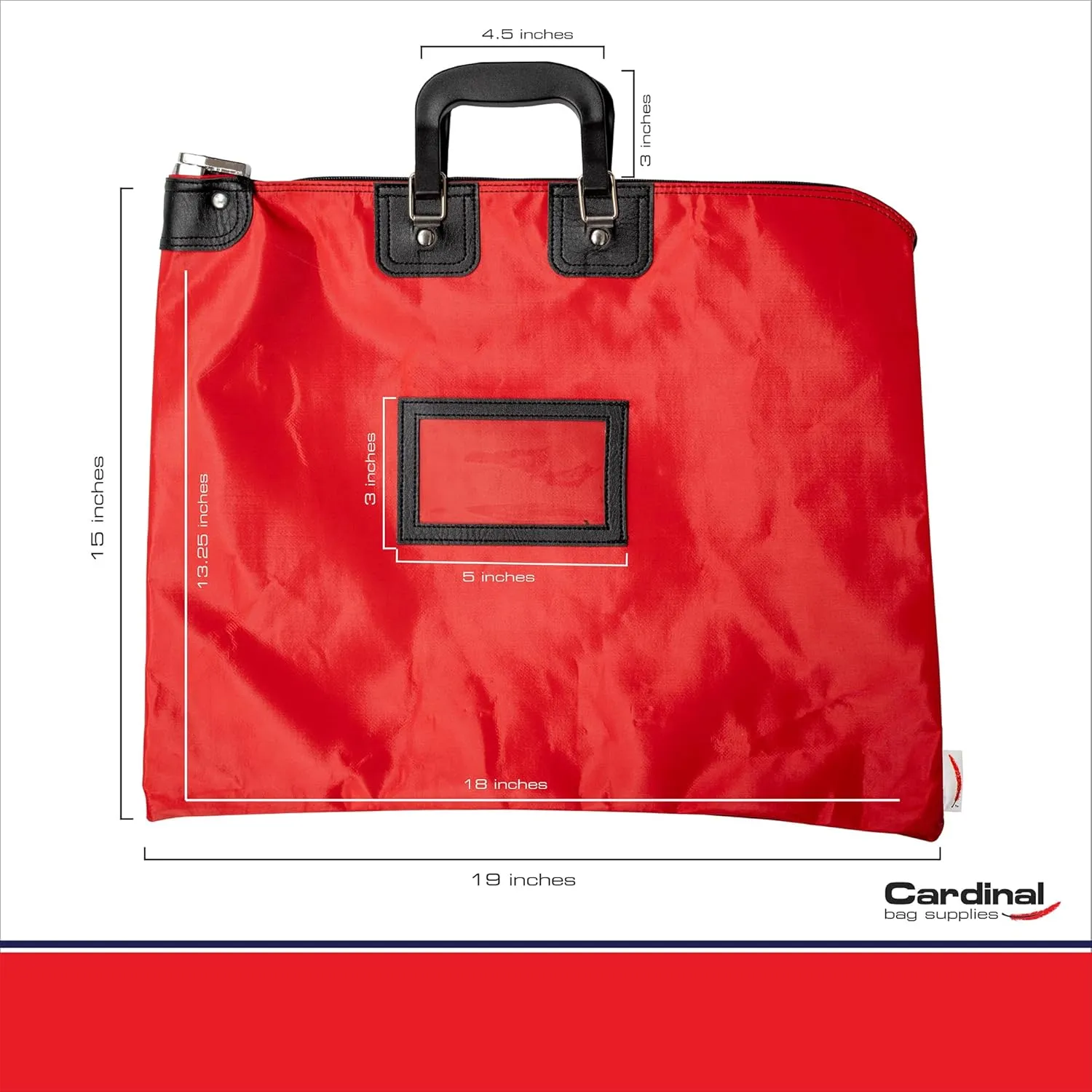 Locking Document Bag with Handles, HIPAA Compliant, 15 x 19 inch (Red)